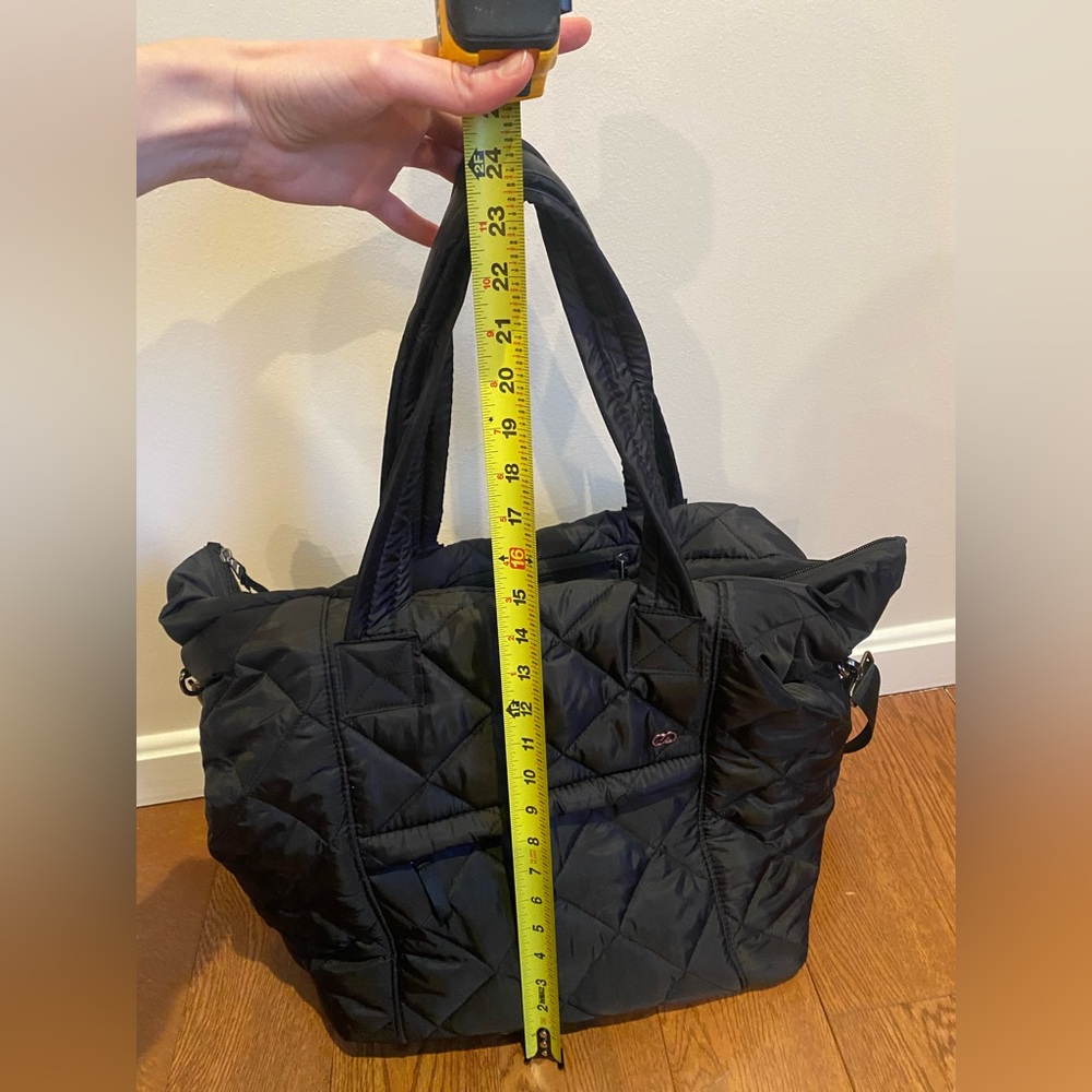 CALIA Black Quilted Travel Tote Bag